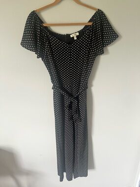 Black Polka Dot Jumpsuit with Tie Waist